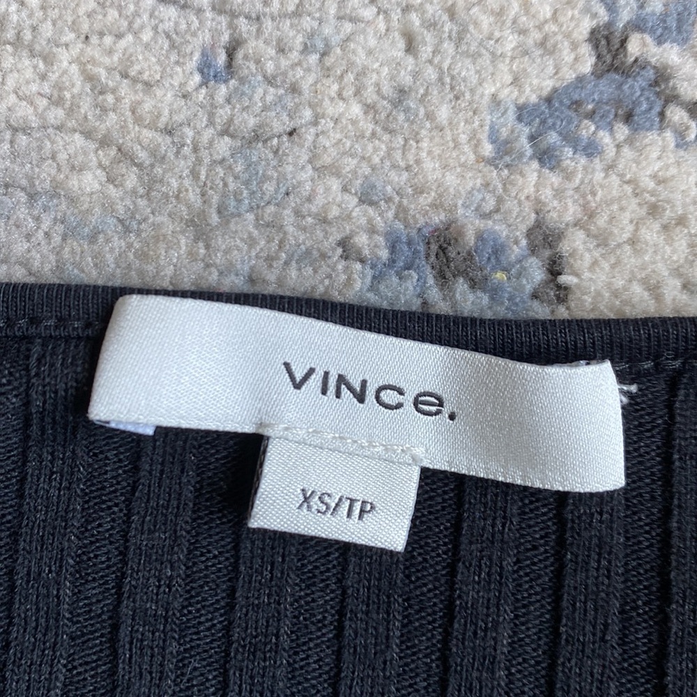 VINCE Black Ribbed Button-Up Sweater - Picture 2 of 2